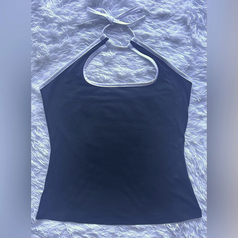 Black Halter Tank with White Trim
